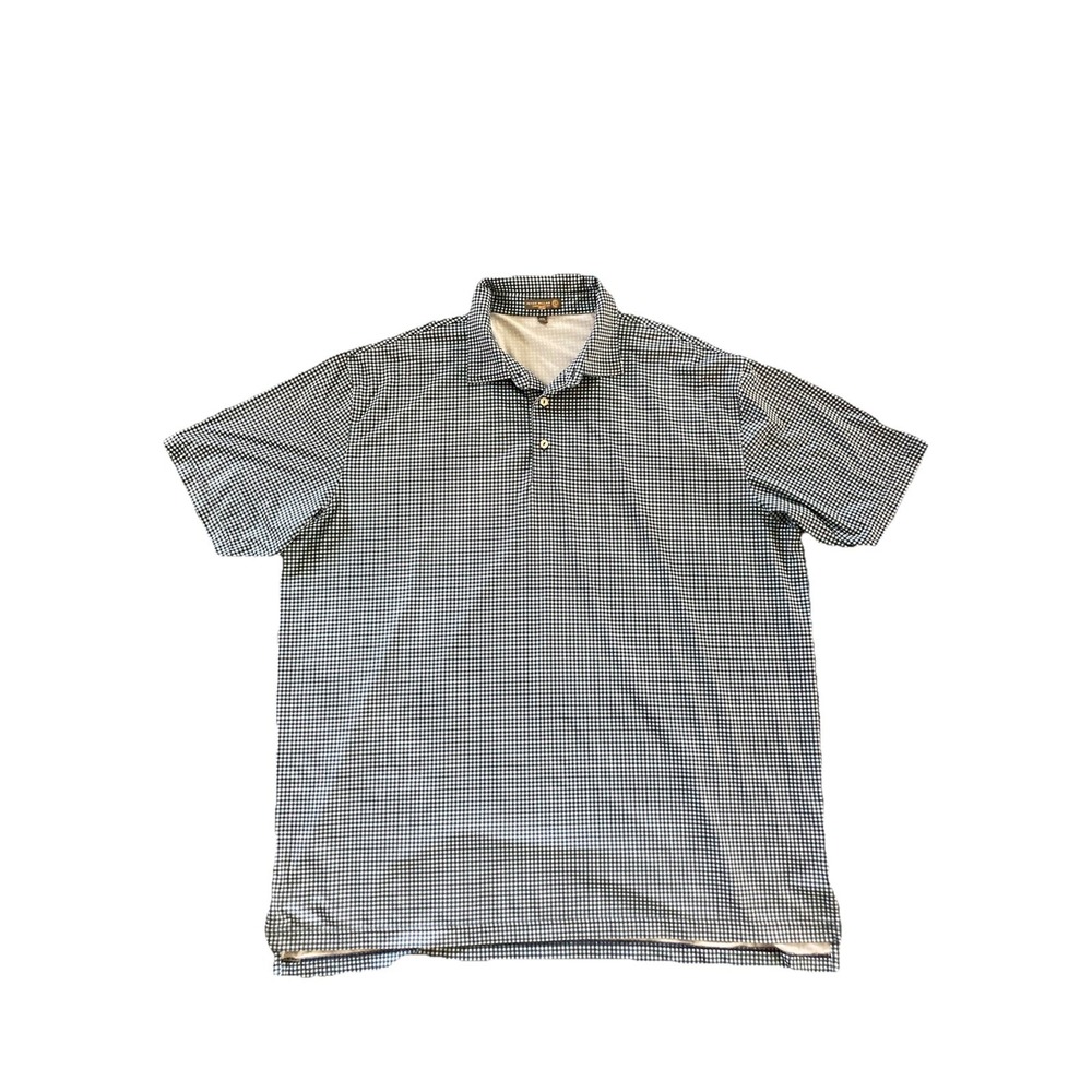 Peter Millar Men's XXL Summer Comfort Golf Polo Blue Gingham Check